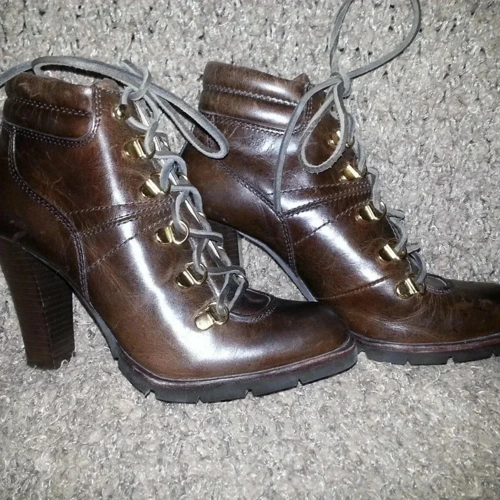 MICHAEL KORS-Winter War Lace Up Ankle Boots-Brown